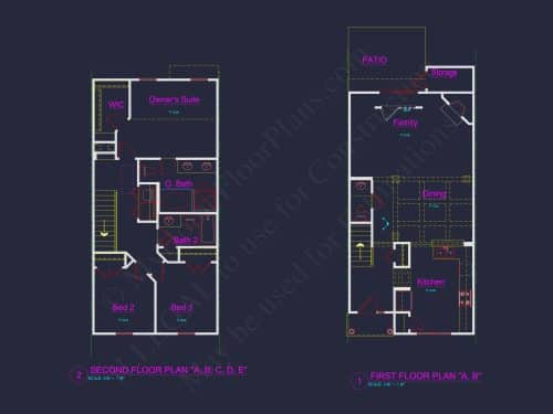 Charming Townhome Floor Plan with CAD & Blueprint Designs