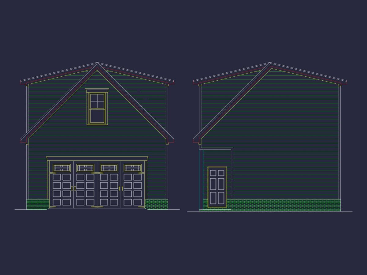 Stylish Garage Home Plan with Living Space and CAD Designs