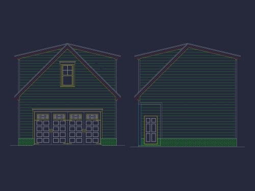 Stylish Garage Home Plan with Living Space and CAD Designs