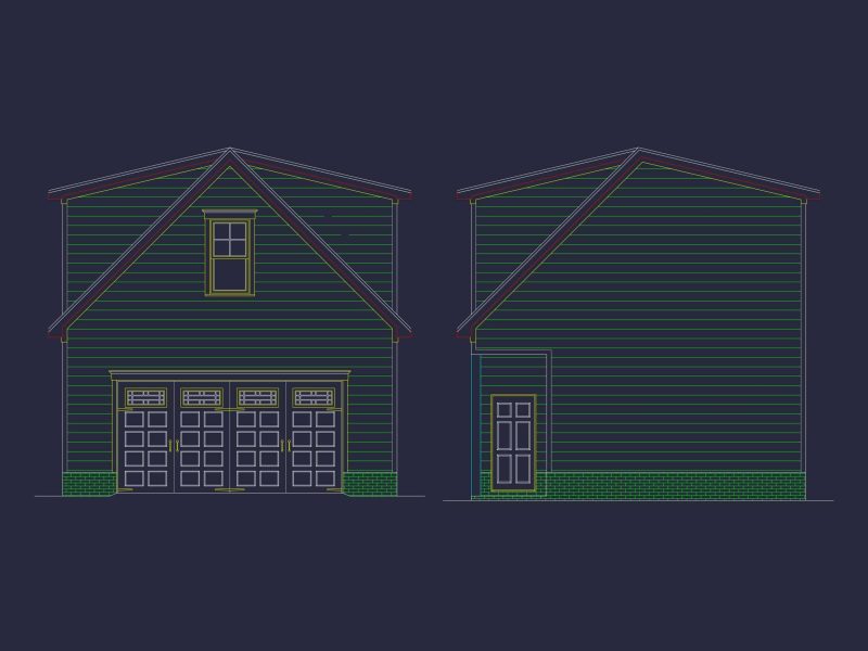Stylish Garage Home Plan with Living Space and CAD Designs