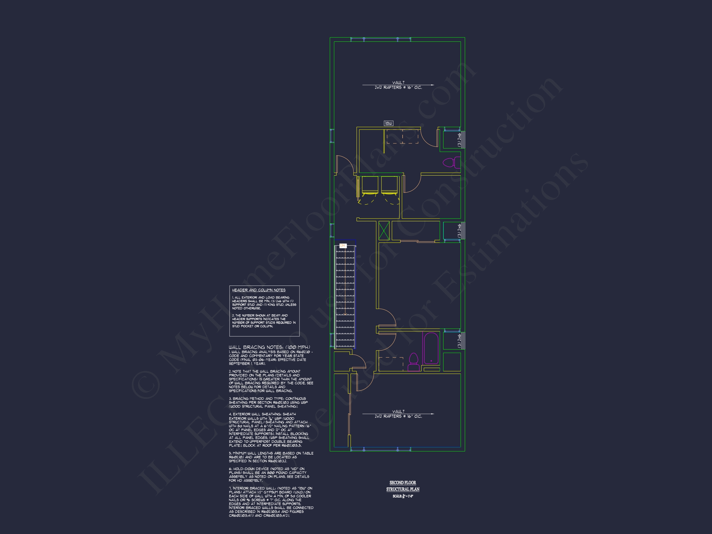 Modern 2-Story House Plan with 3 Bedrooms, CAD Files & Blueprint