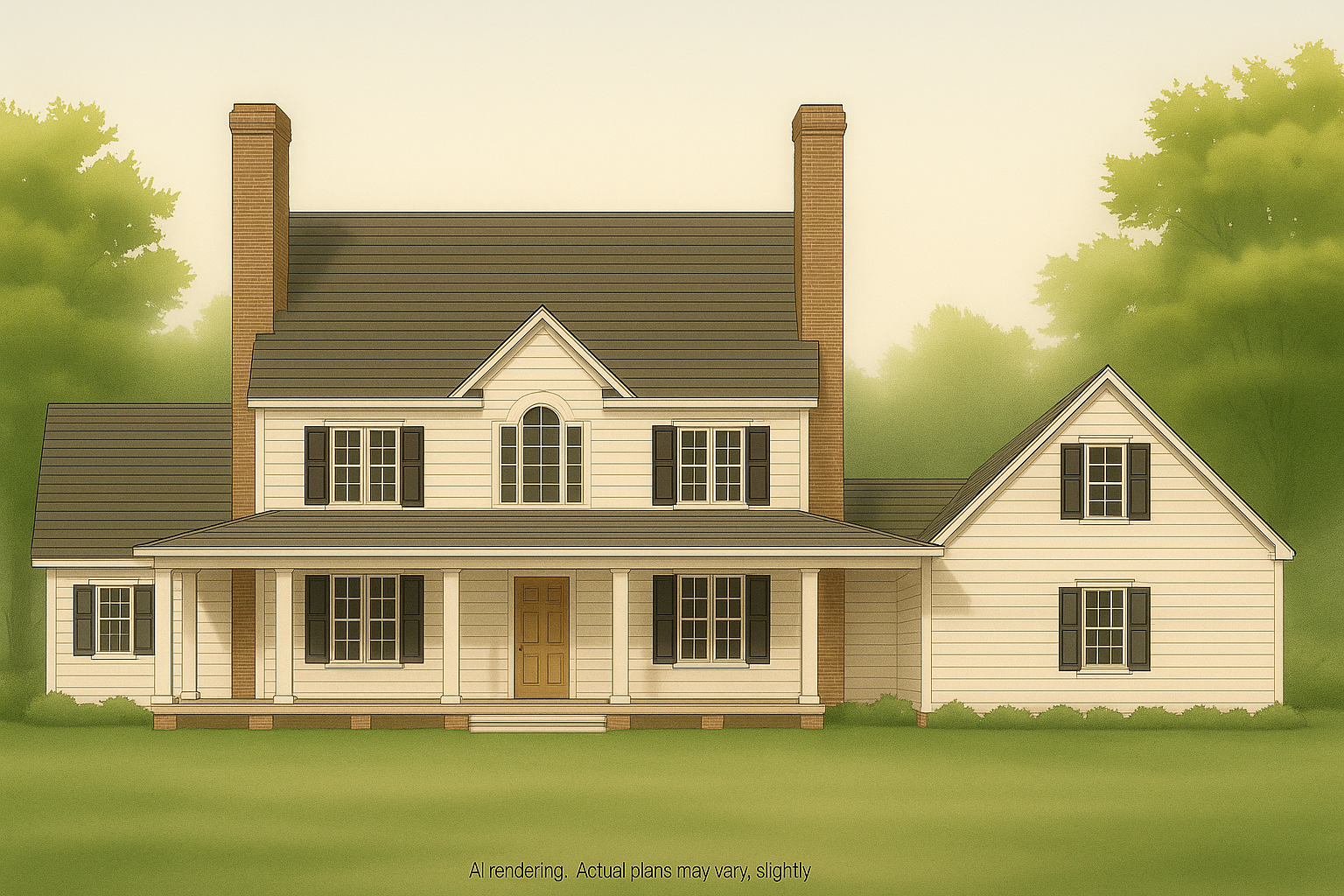 Traditional 2-Story House Plan with Colonial Style and Basement
