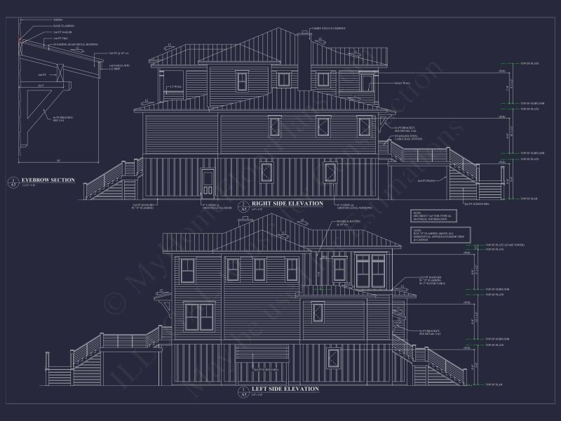 Modern Beach Home Plan with 3-Story Layout & Coastal Charm