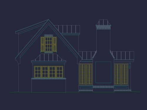 Modern Cabana Home Plan with Balcony, Study & CAD Blueprints