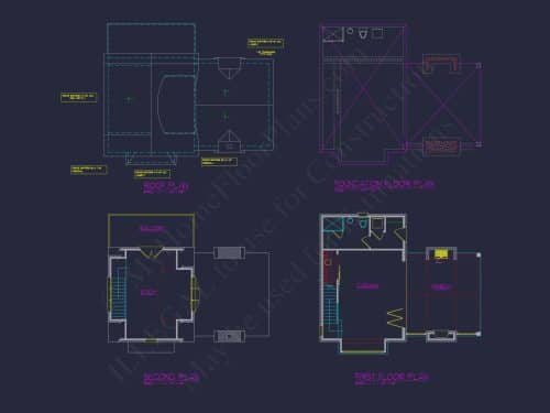 Modern Cabana Home Plan with Balcony, Study & CAD Blueprints