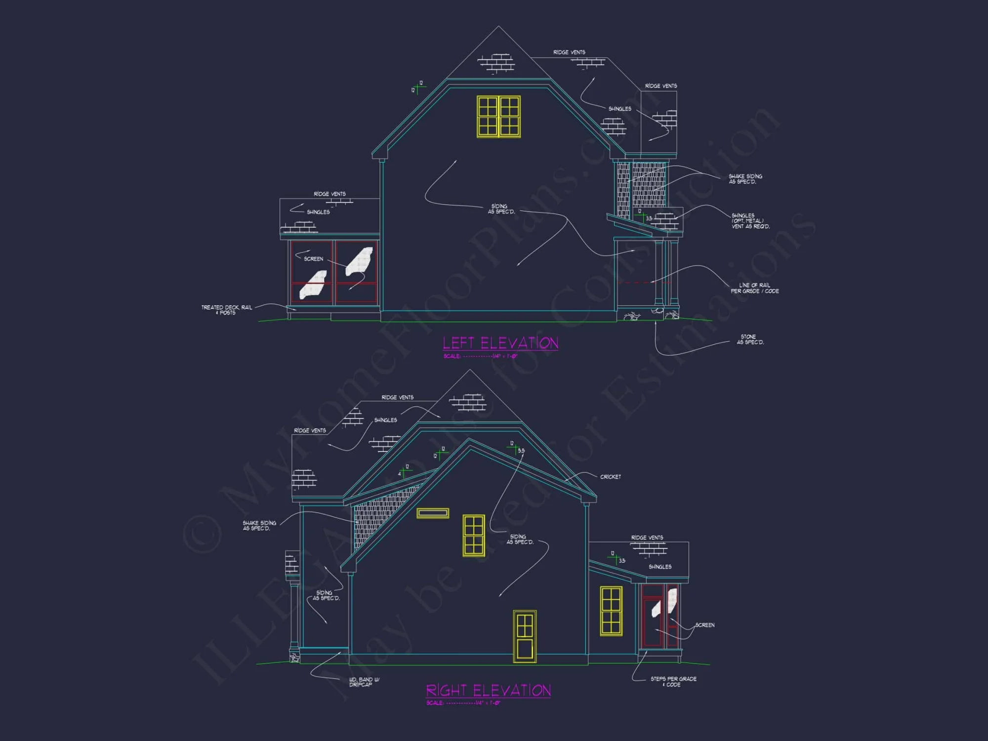 Colonial Home Plan with CAD Blueprint and Unique Designs