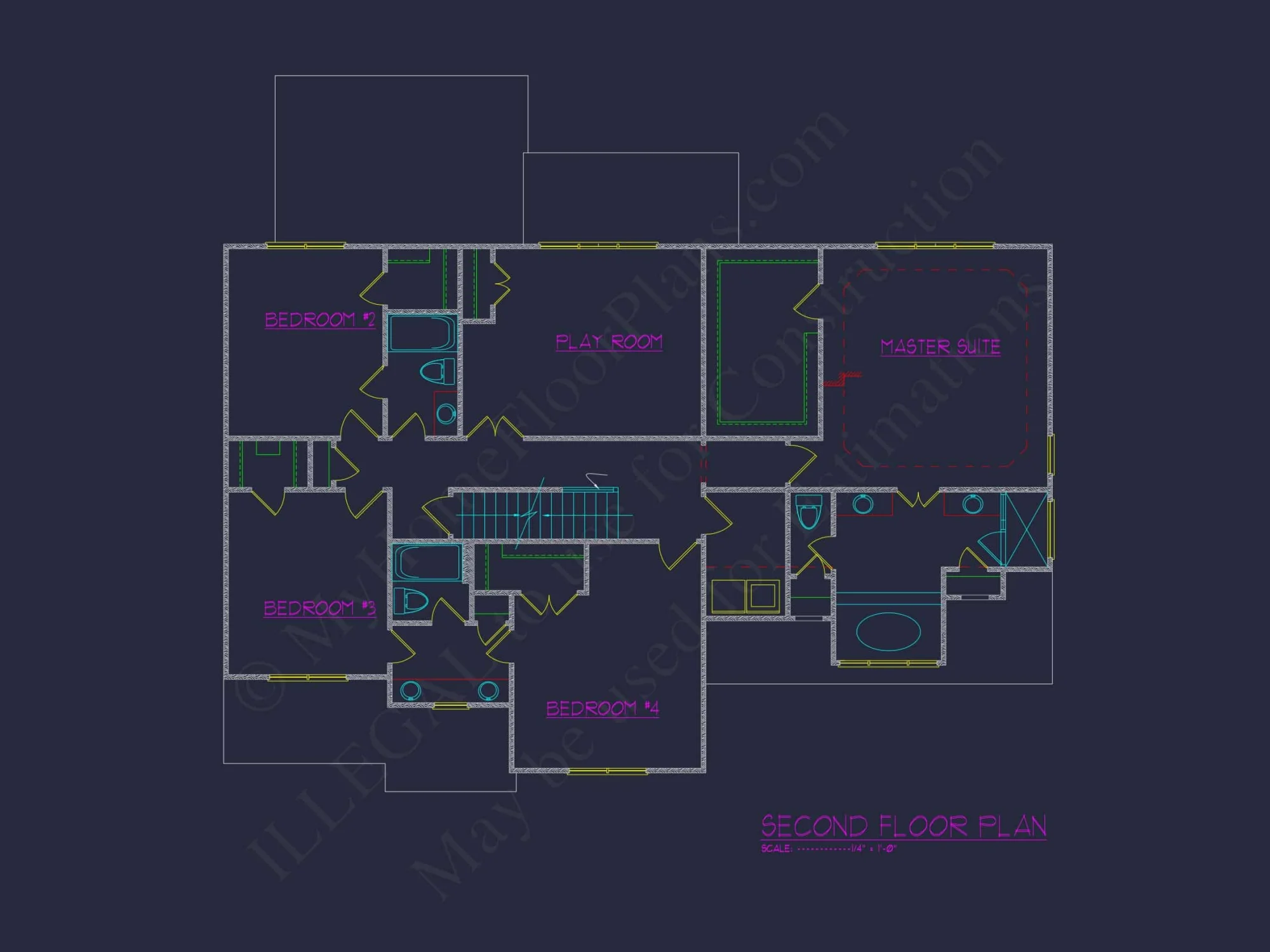 Colonial Home Plan with CAD Blueprint and Unique Designs