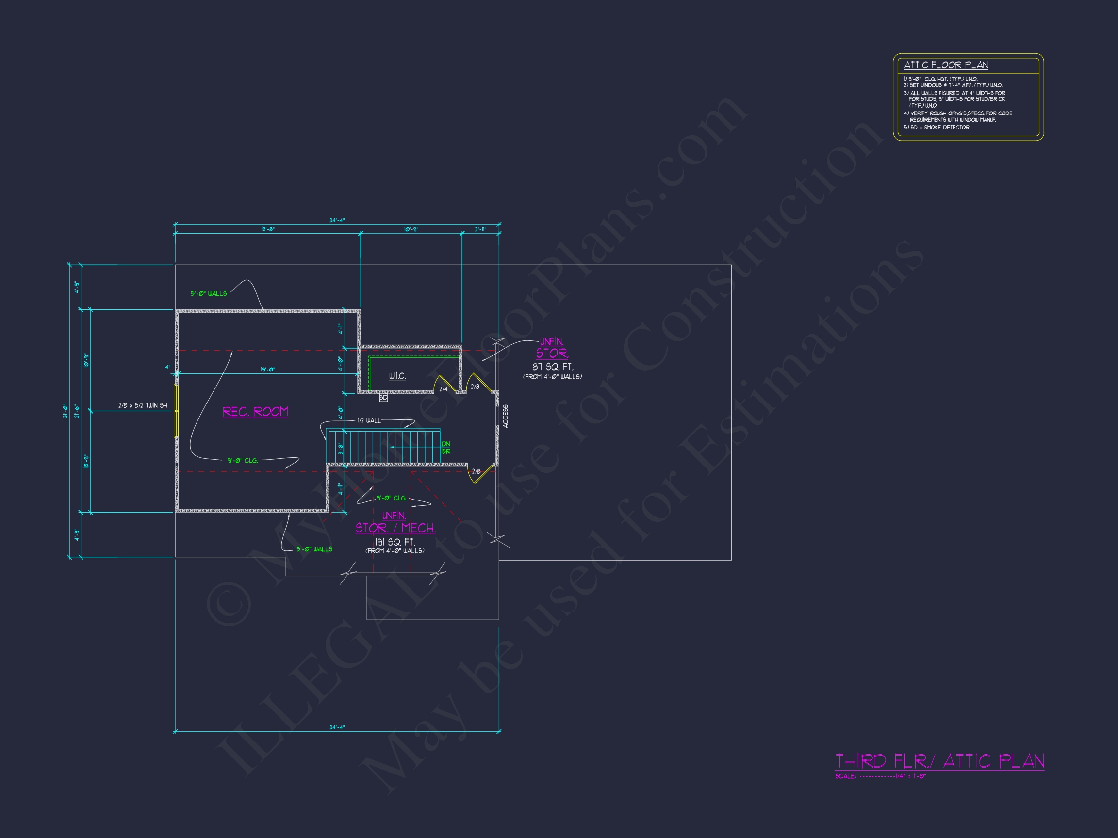 Colonial Home Plan with CAD Blueprint and Unique Designs