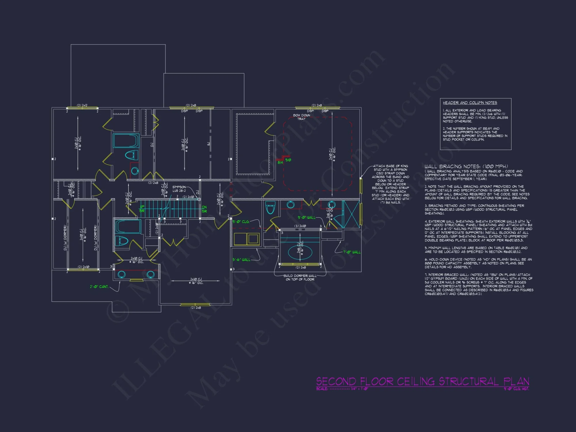 Colonial Home Plan with CAD Blueprint and Unique Designs