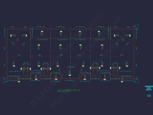 Modern Townhome Floor Plan with 6 Units and CAD Blueprints