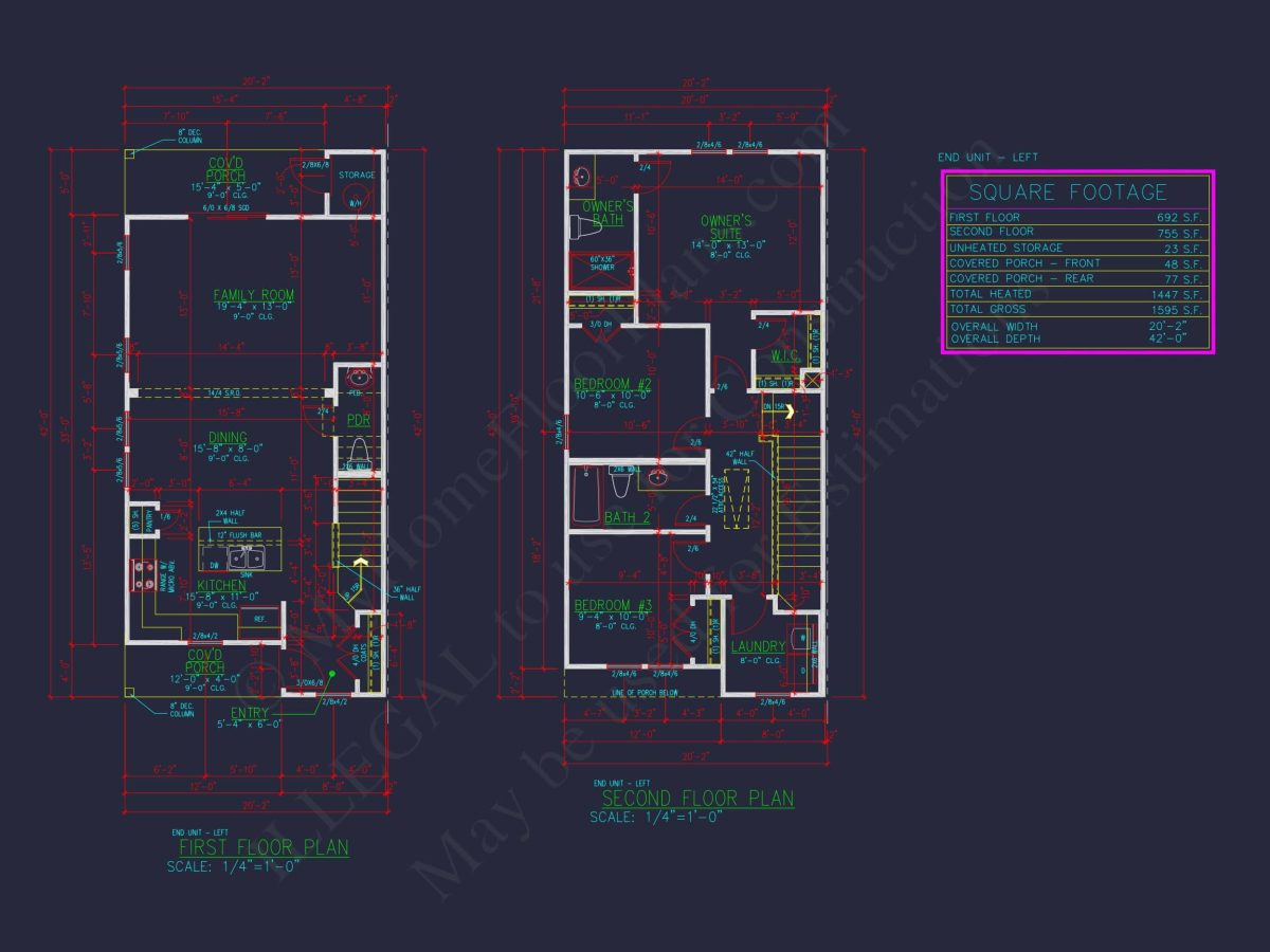 Modern Townhome Floor Plan with 6 Units and CAD Blueprints