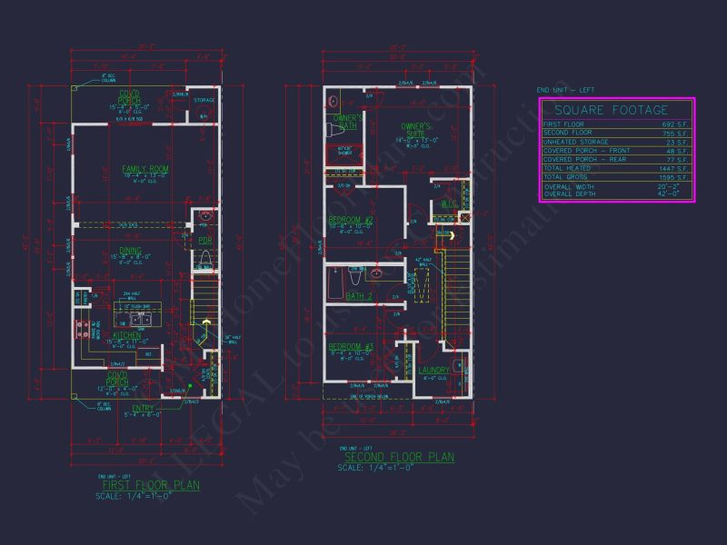 Modern Townhome Floor Plan with 6 Units and CAD Blueprints