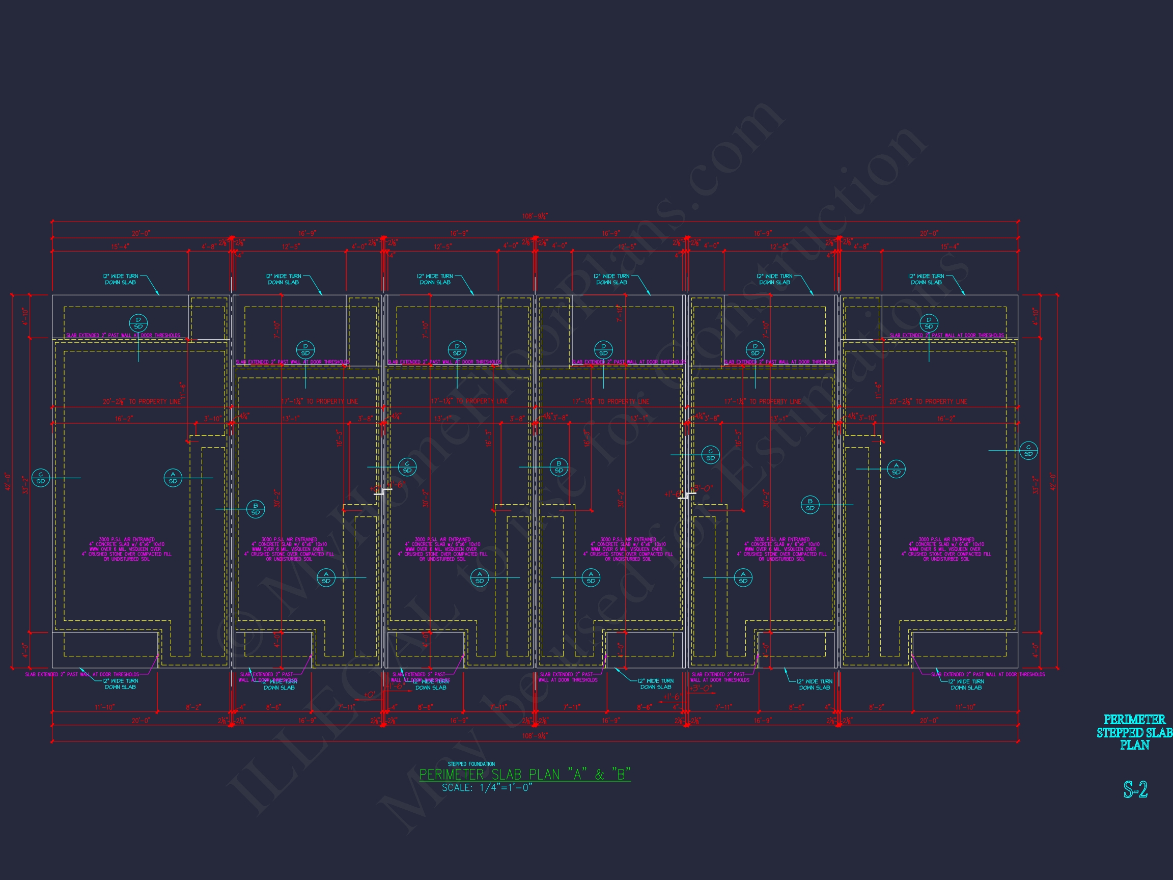 Modern Townhome Floor Plan with 6 Units and CAD Blueprints