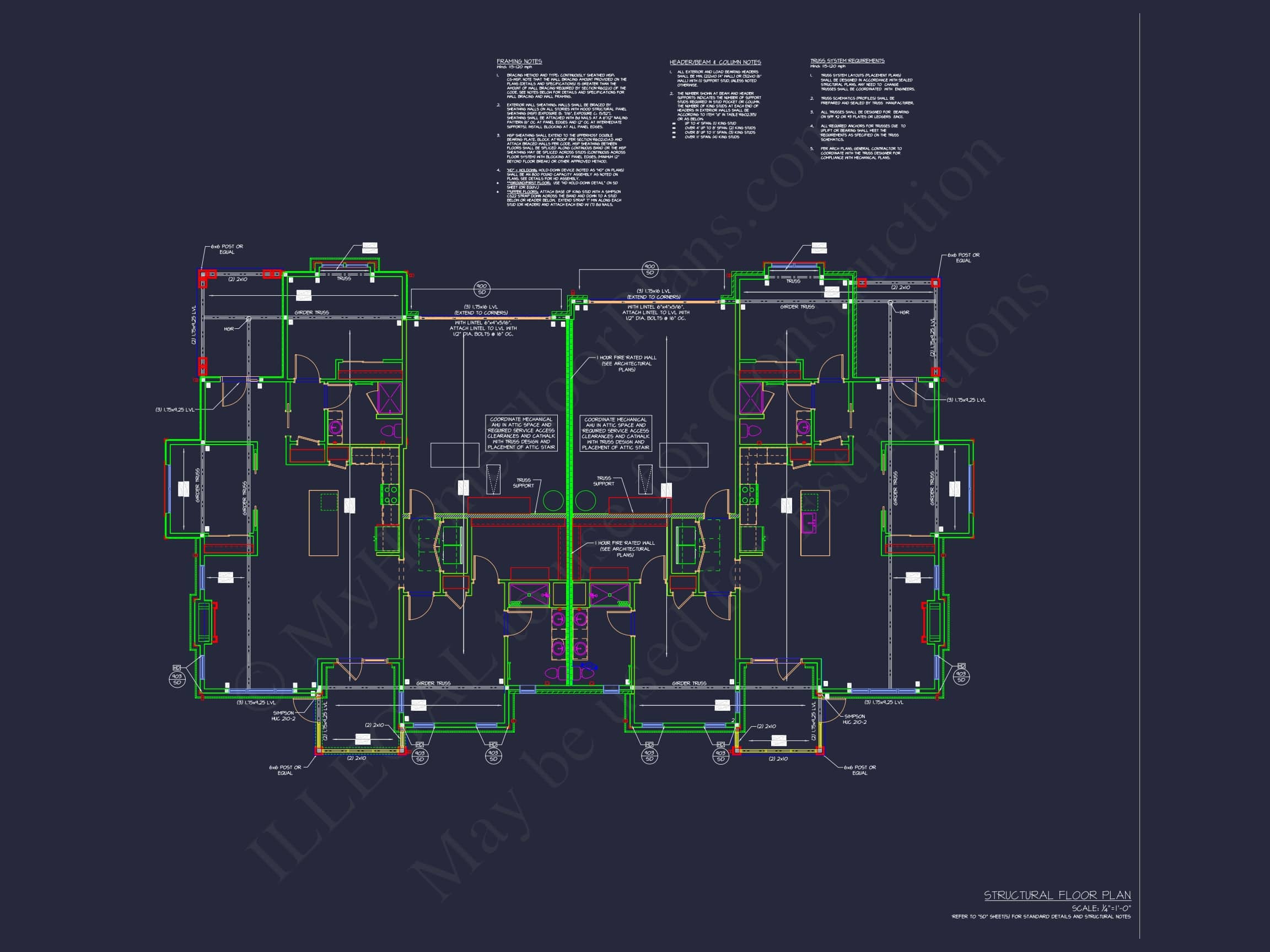 Beautiful Duplex Home Floor Plan with Blueprint CAD Designs