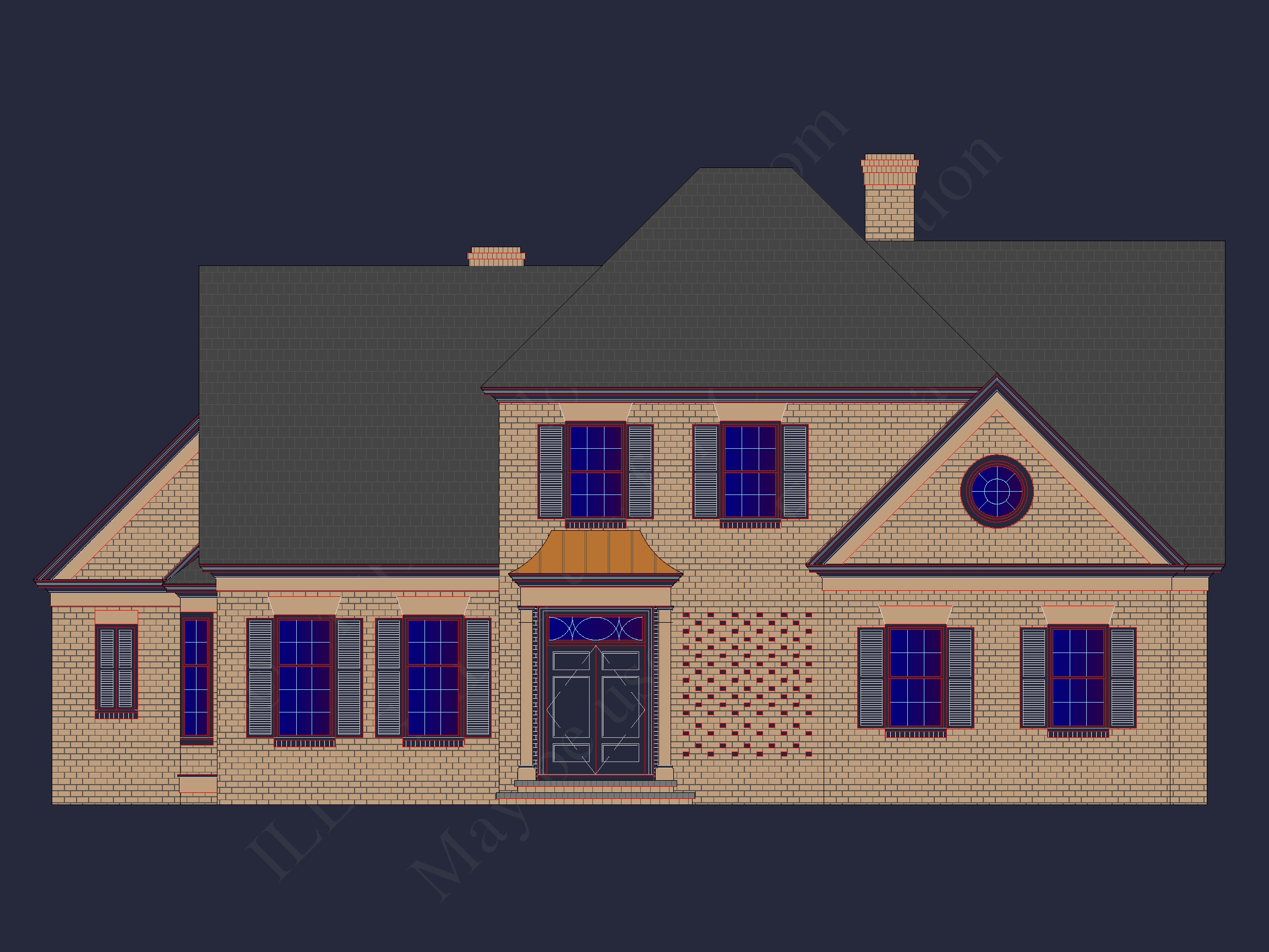Colonial Home Floor Plan 5-Bed,4-Bath,2-Story Blueprint