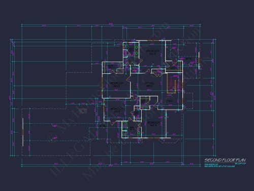 Colonial Home Floor Plan 5-Bed,4-Bath,2-Story Blueprint
