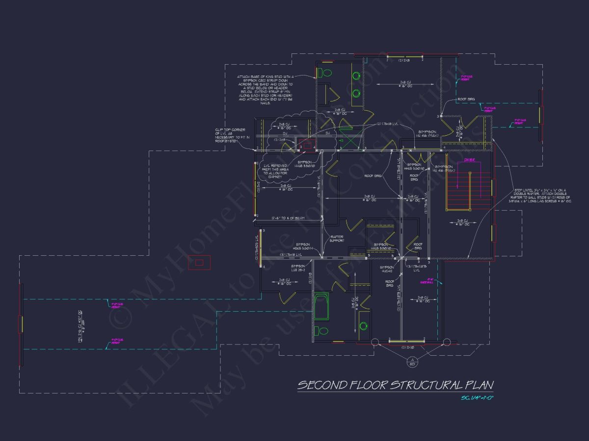 Colonial Home Floor Plan 5-Bed,4-Bath,2-Story Blueprint