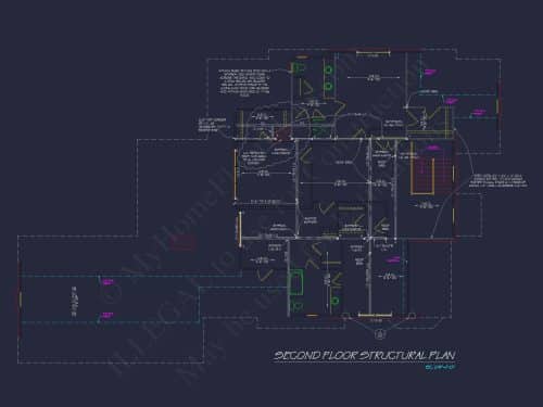 Colonial Home Floor Plan 5-Bed,4-Bath,2-Story Blueprint