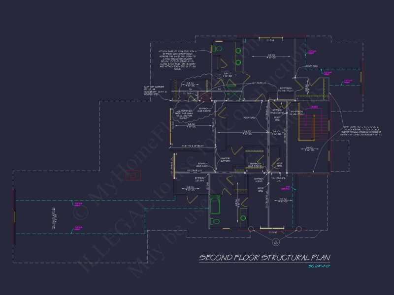 Colonial Home Floor Plan 5-Bed,4-Bath,2-Story Blueprint