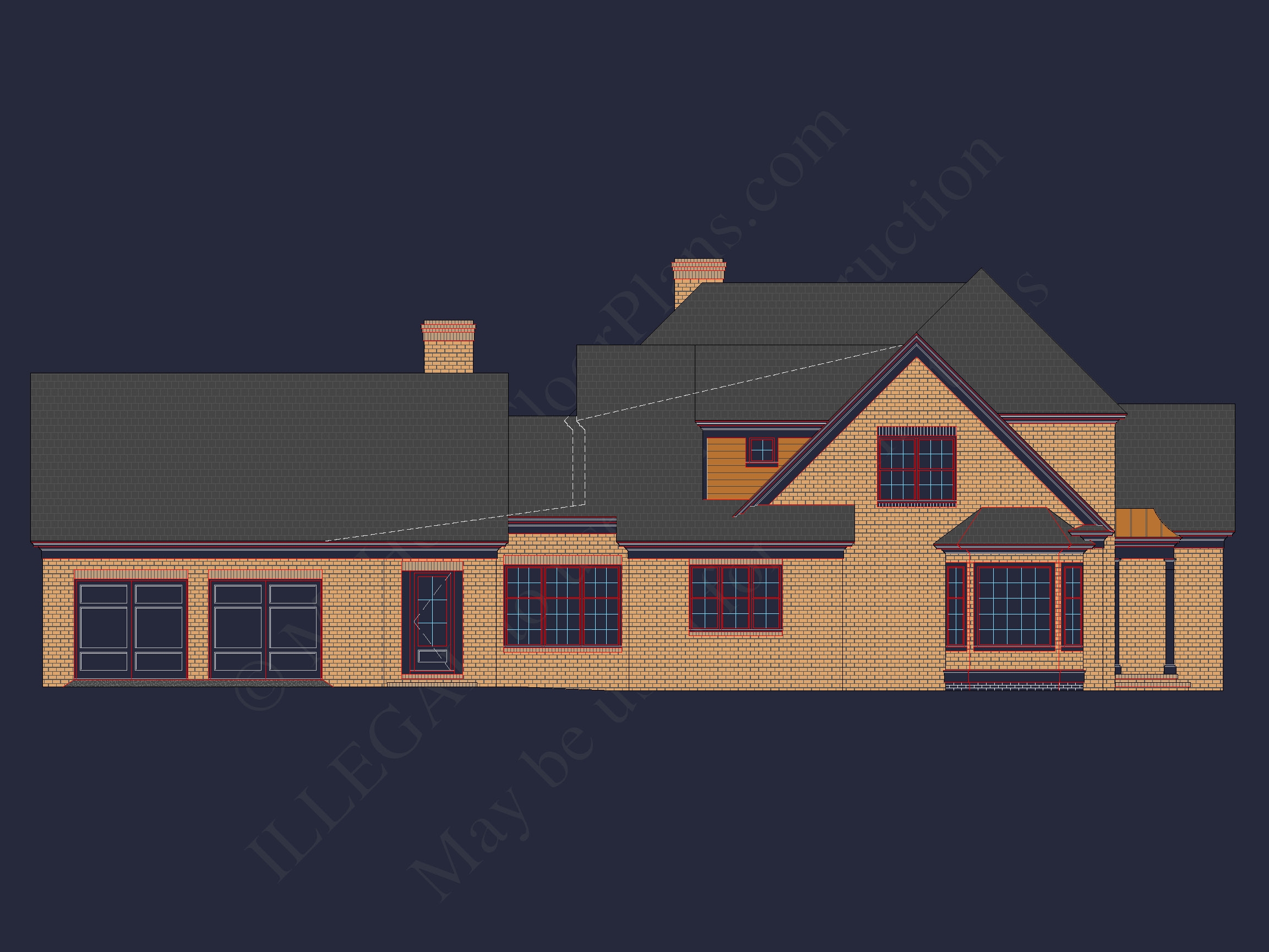 Colonial Home Floor Plan 5-Bed,4-Bath,2-Story Blueprint