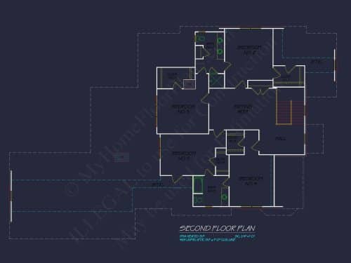 Colonial Home Floor Plan 5-Bed,4-Bath,2-Story Blueprint (2)