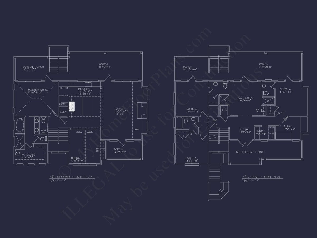 Luxurious Beach Home Blueprint with CAD Designs and Features