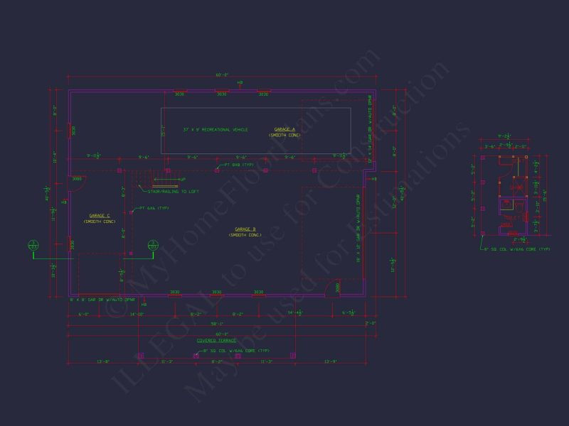 RV Garage Plan with Loft – Spacious Multi-Bay Garage Design