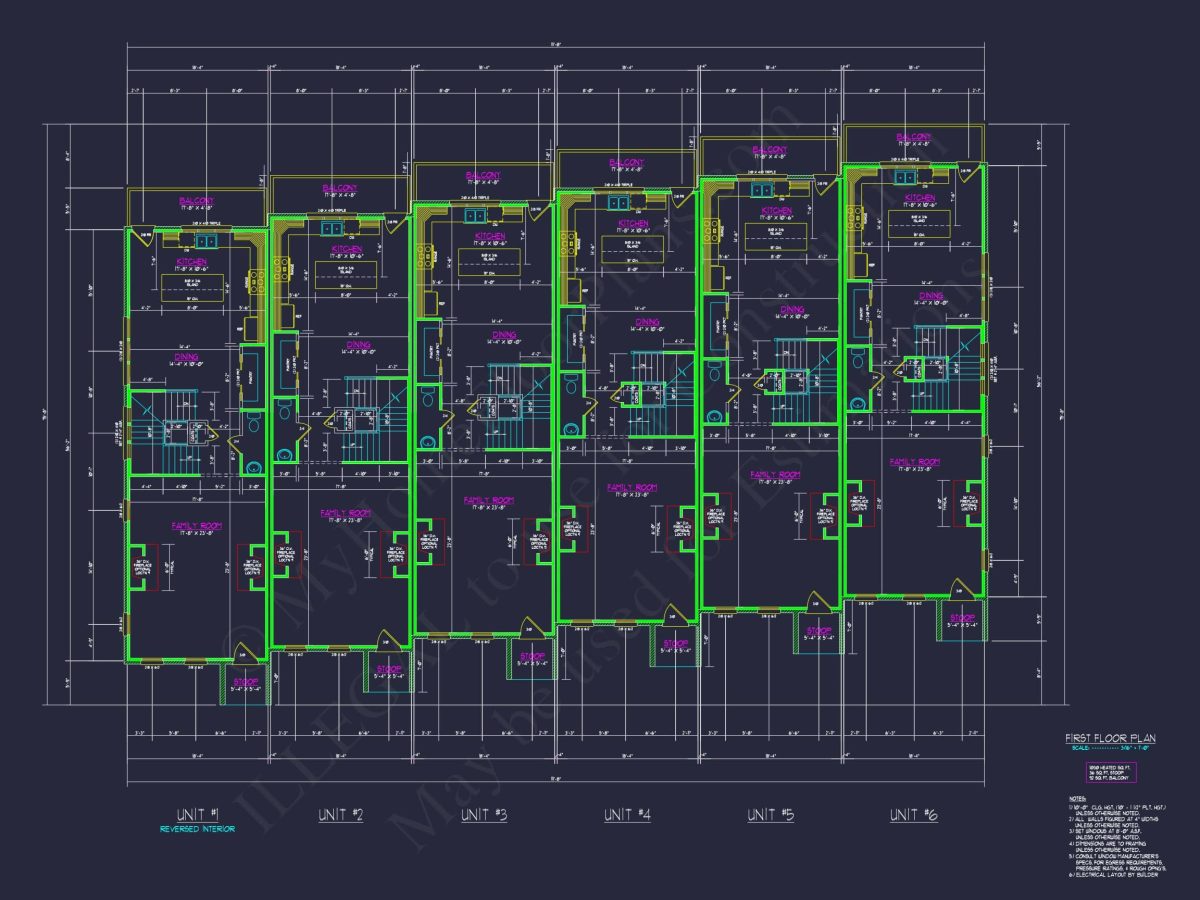 Modern Townhome Floor Plan with CAD Architecture Design