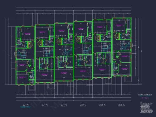 Modern Townhome Floor Plan with CAD Architecture Design