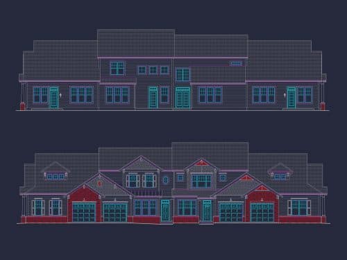 Contemporary 4-Bedroom Townhome Plan with CAD Blueprints