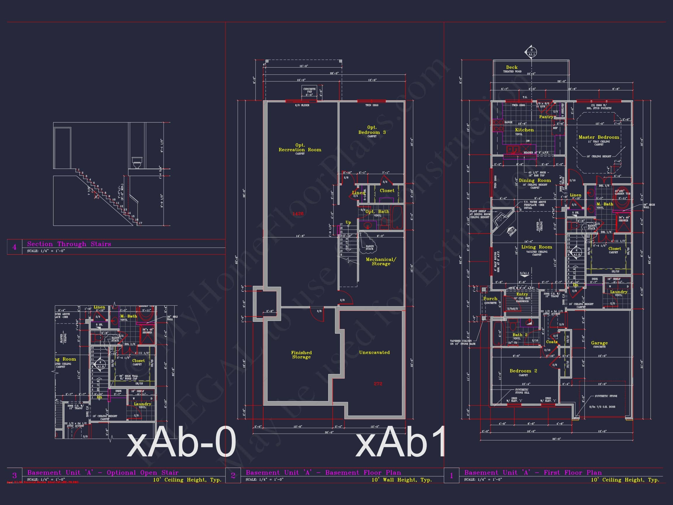 Contemporary 4-Bedroom Townhome Plan with CAD Blueprints
