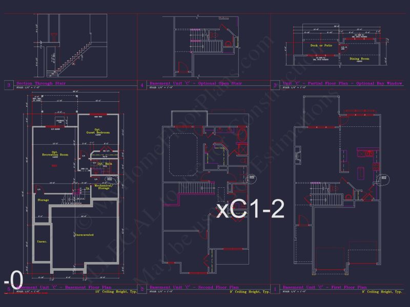 Contemporary 4-Bedroom Townhome Plan with CAD Blueprints