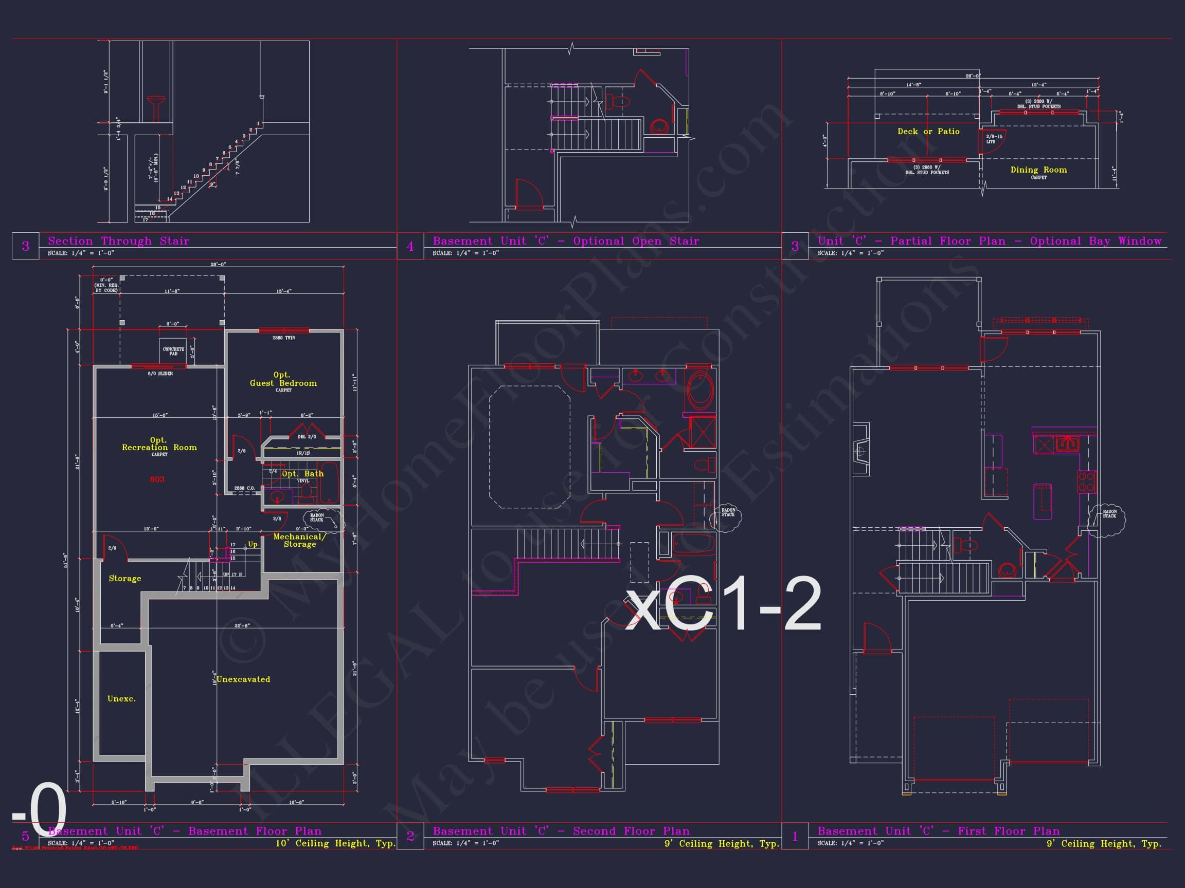 Contemporary 4-Bedroom Townhome Plan with CAD Blueprints