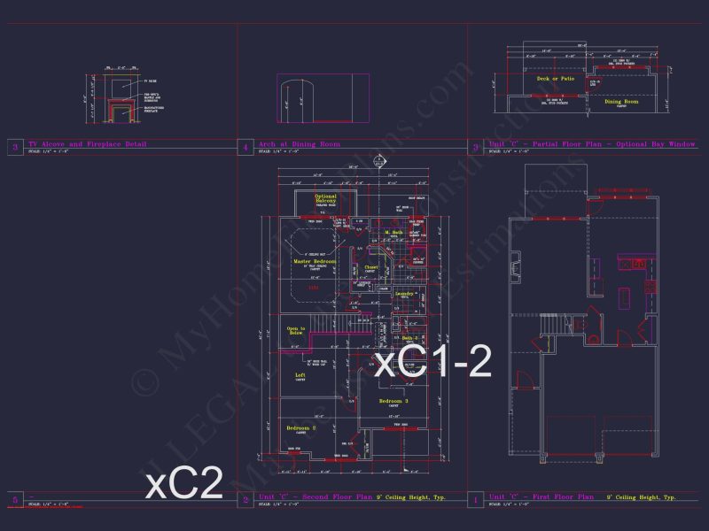 Contemporary 4-Bedroom Townhome Plan with CAD Blueprints