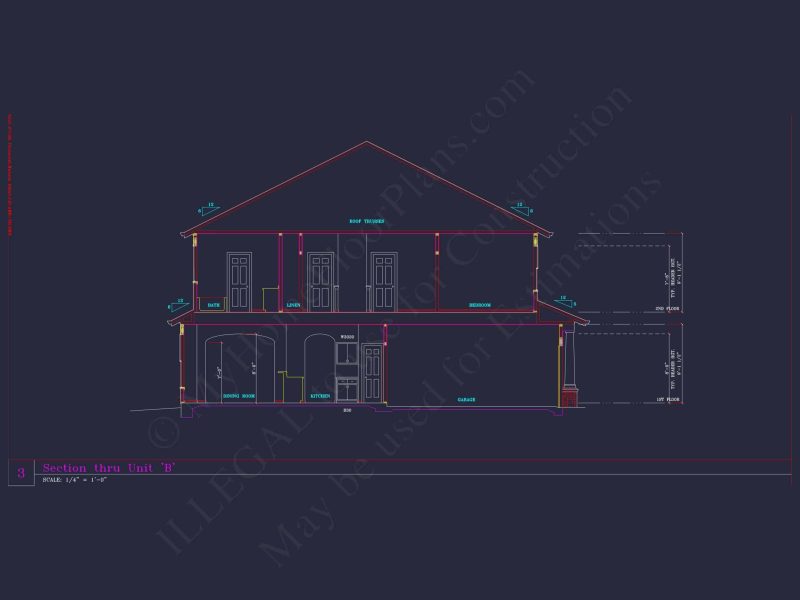 Contemporary 4-Bedroom Townhome Plan with CAD Blueprints