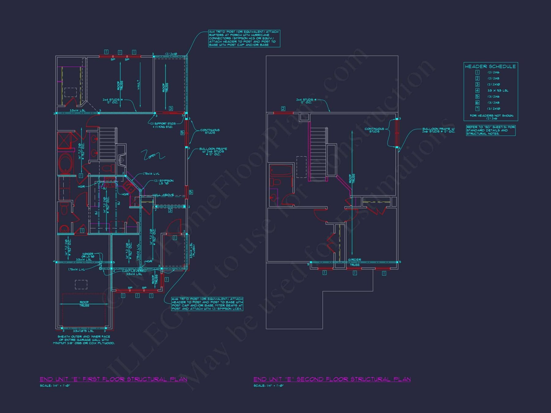 Contemporary 4-Bedroom Townhome Plan with CAD Blueprints
