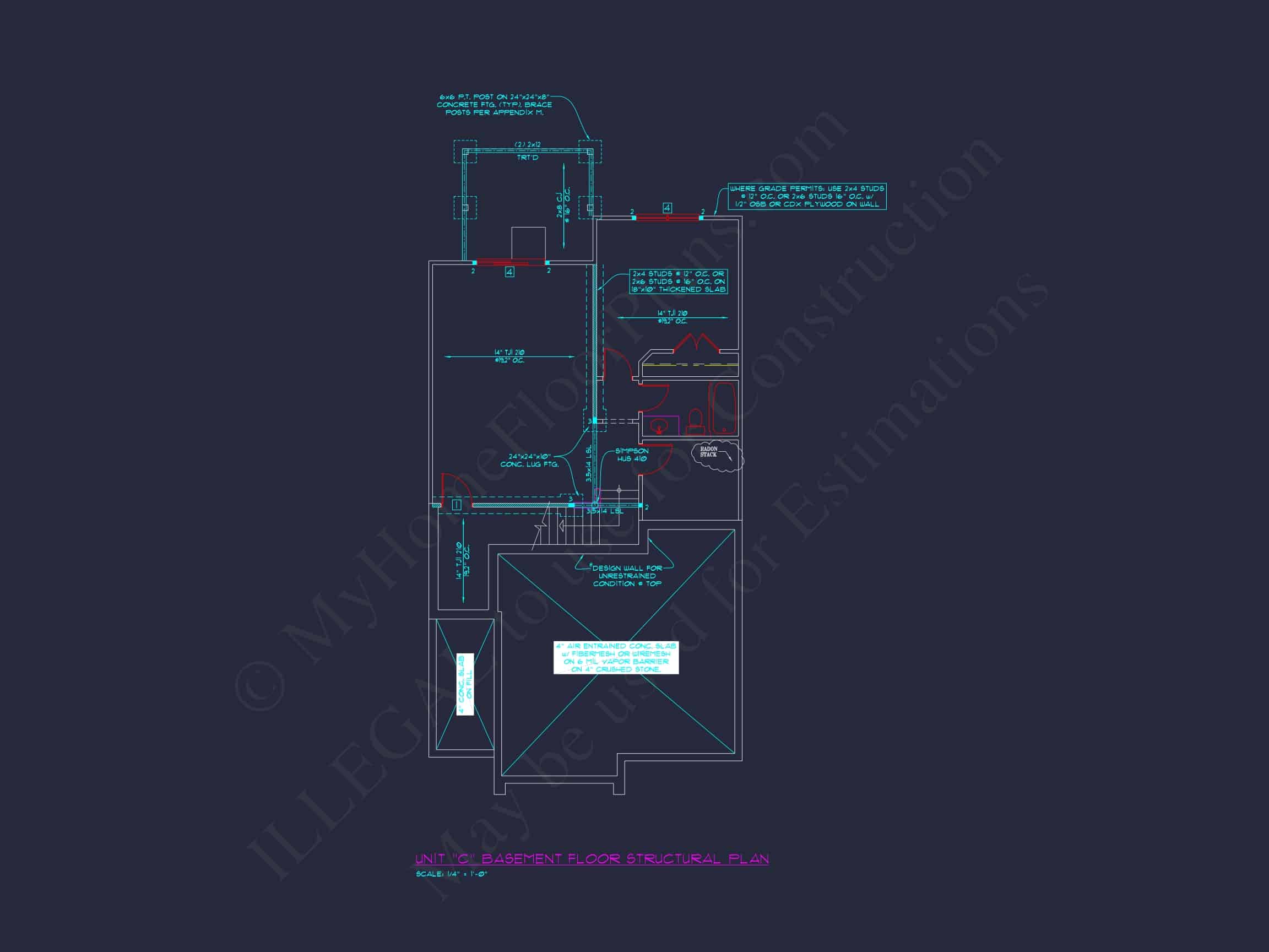 Contemporary 4-Bedroom Townhome Plan with CAD Blueprints