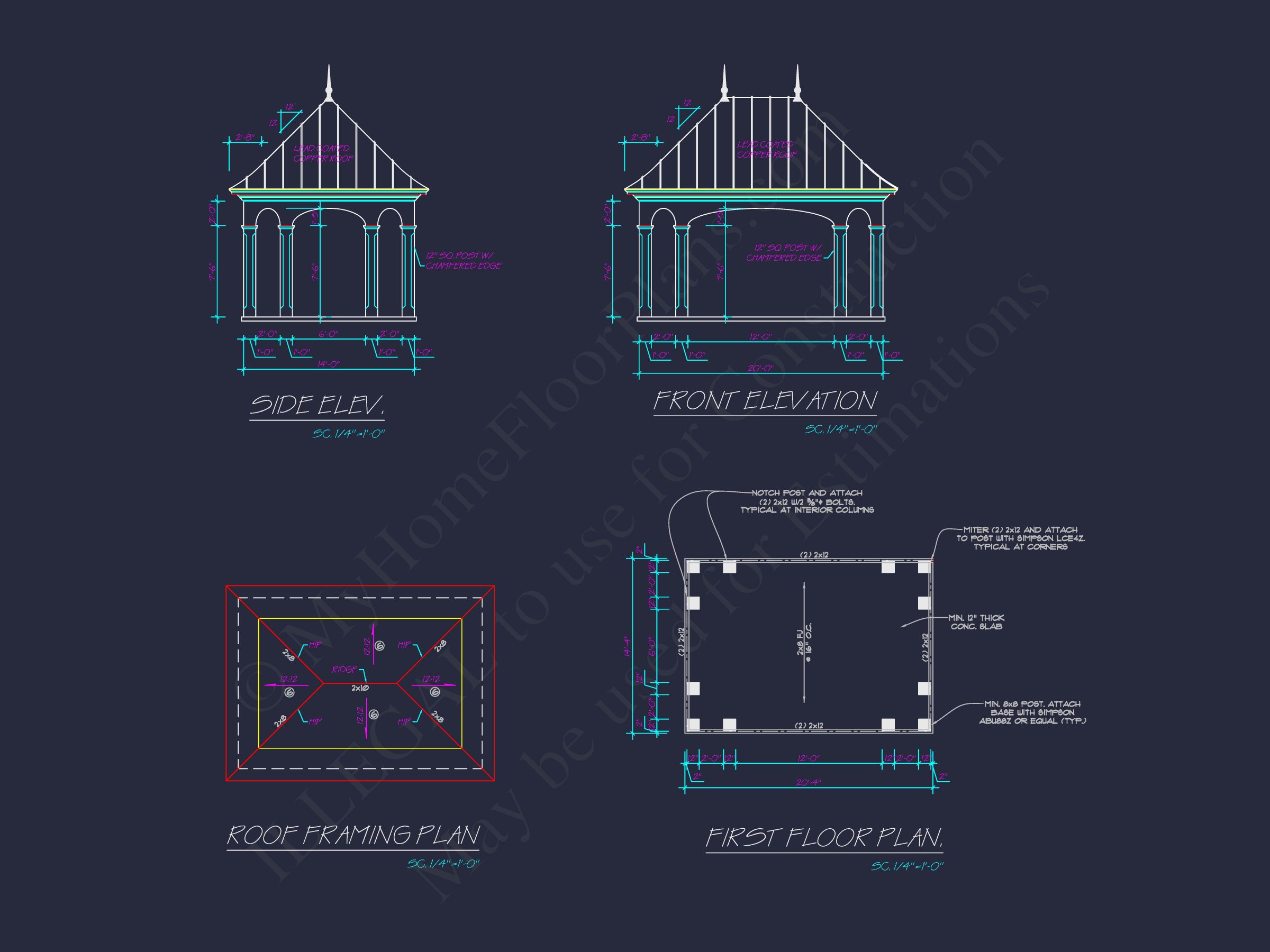 Pavilion Floor Plan with Detailed Blueprint & CAD Design