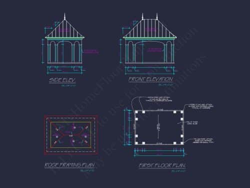 Pavilion Floor Plan with Detailed Blueprint & CAD Design