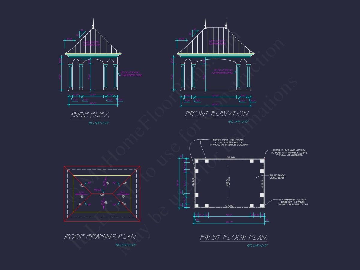 Pavilion Floor Plan with Detailed Blueprint & CAD Design