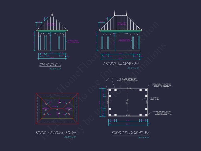 Pavilion Floor Plan with Detailed Blueprint & CAD Design