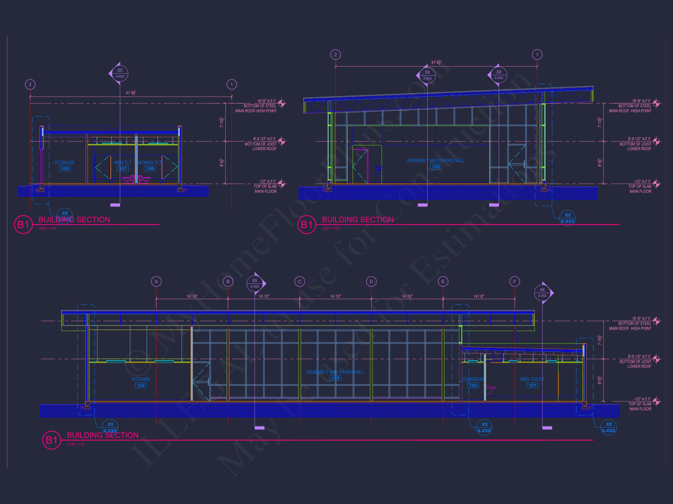 Modern Assembly Hall Floor Plan & CAD Architecture Design