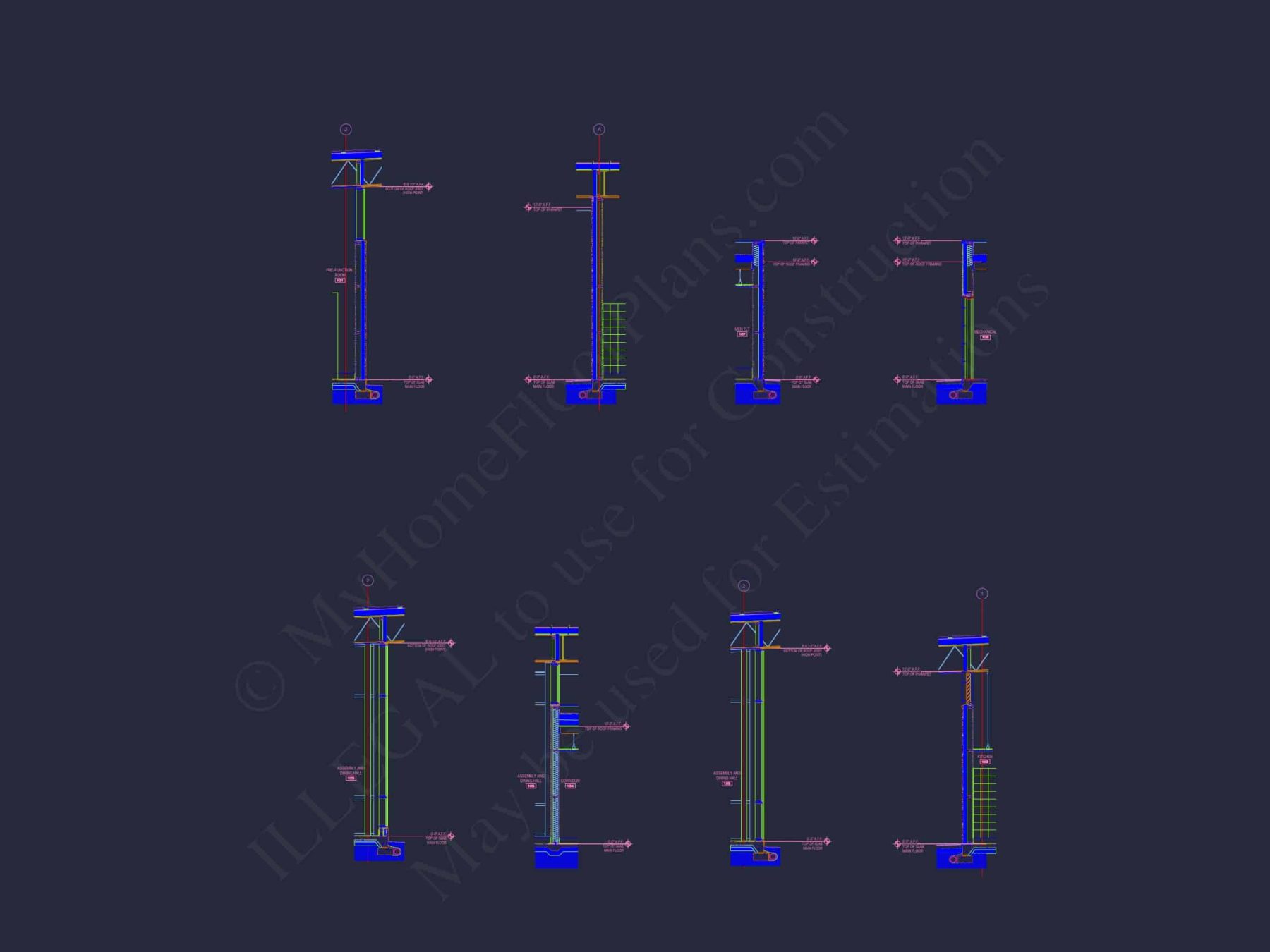 Modern Assembly Hall Floor Plan & CAD Architecture Design