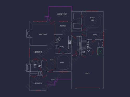 2-Story 3-Bed Traditional Craftsman House Plan with Screened Porch