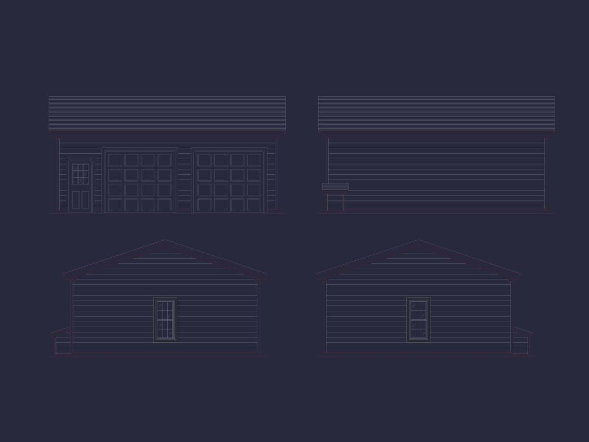 Functional 2-Bay Garage Plan with Workshop Area and CAD Designs