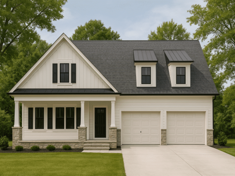 Modern Craftsman Home Plan with 2 Floors and 3 Bedrooms