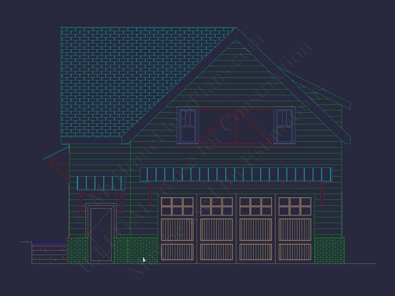 Modern 2-Story Garage with Living Space | Compact House Plan with CAD Blueprints