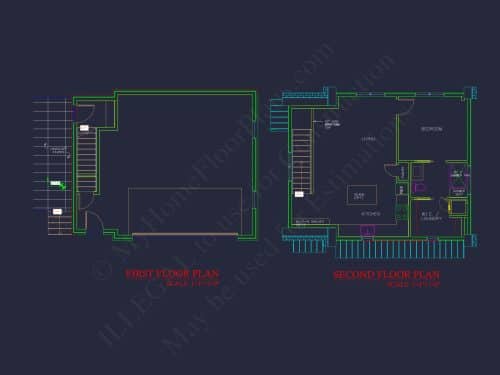 Modern 2-Story Garage with Living Space | Compact House Plan with CAD Blueprints