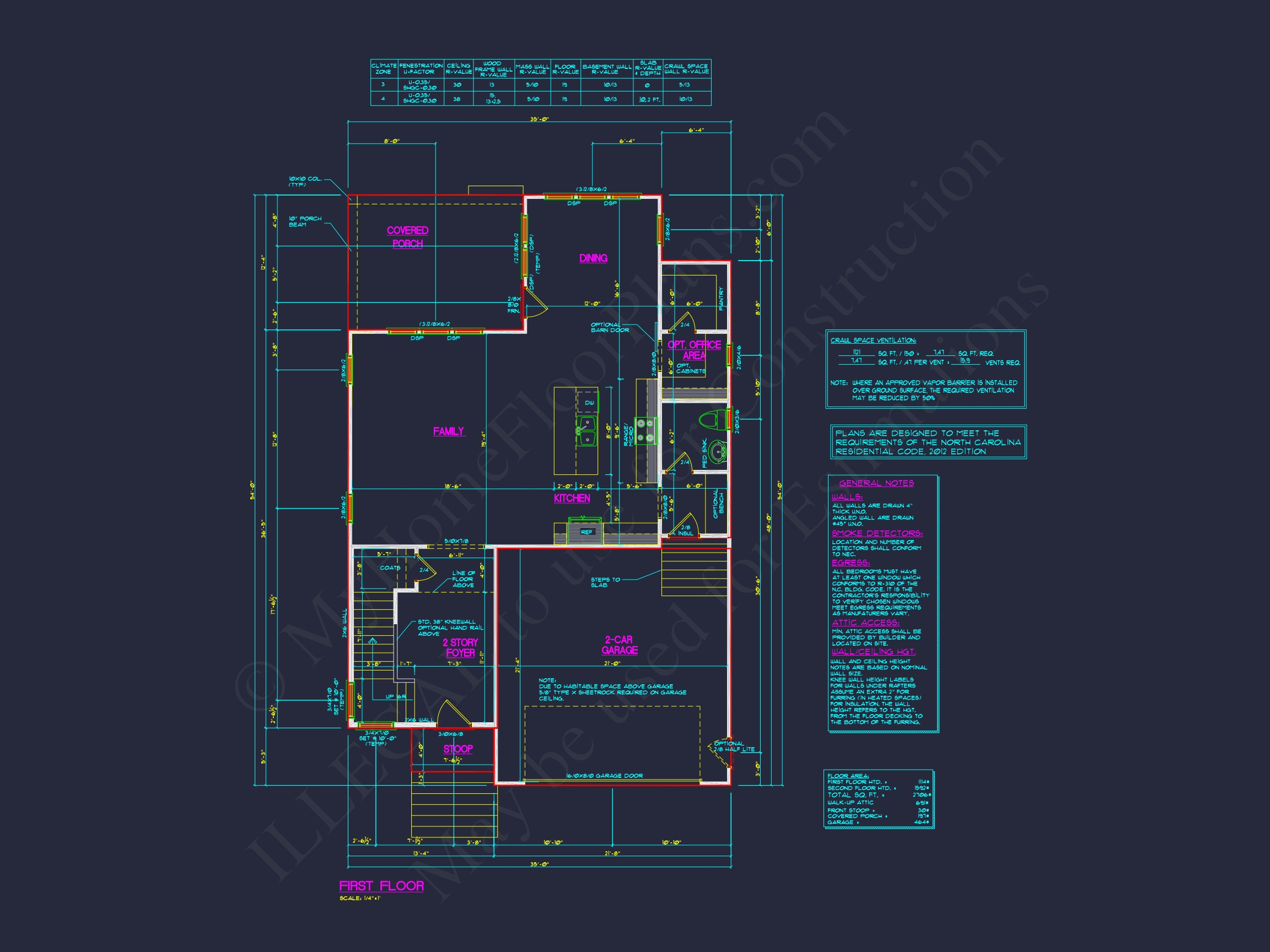 Craftsman Home Plan with 2 Floors, Open Layout, and CAD Designs