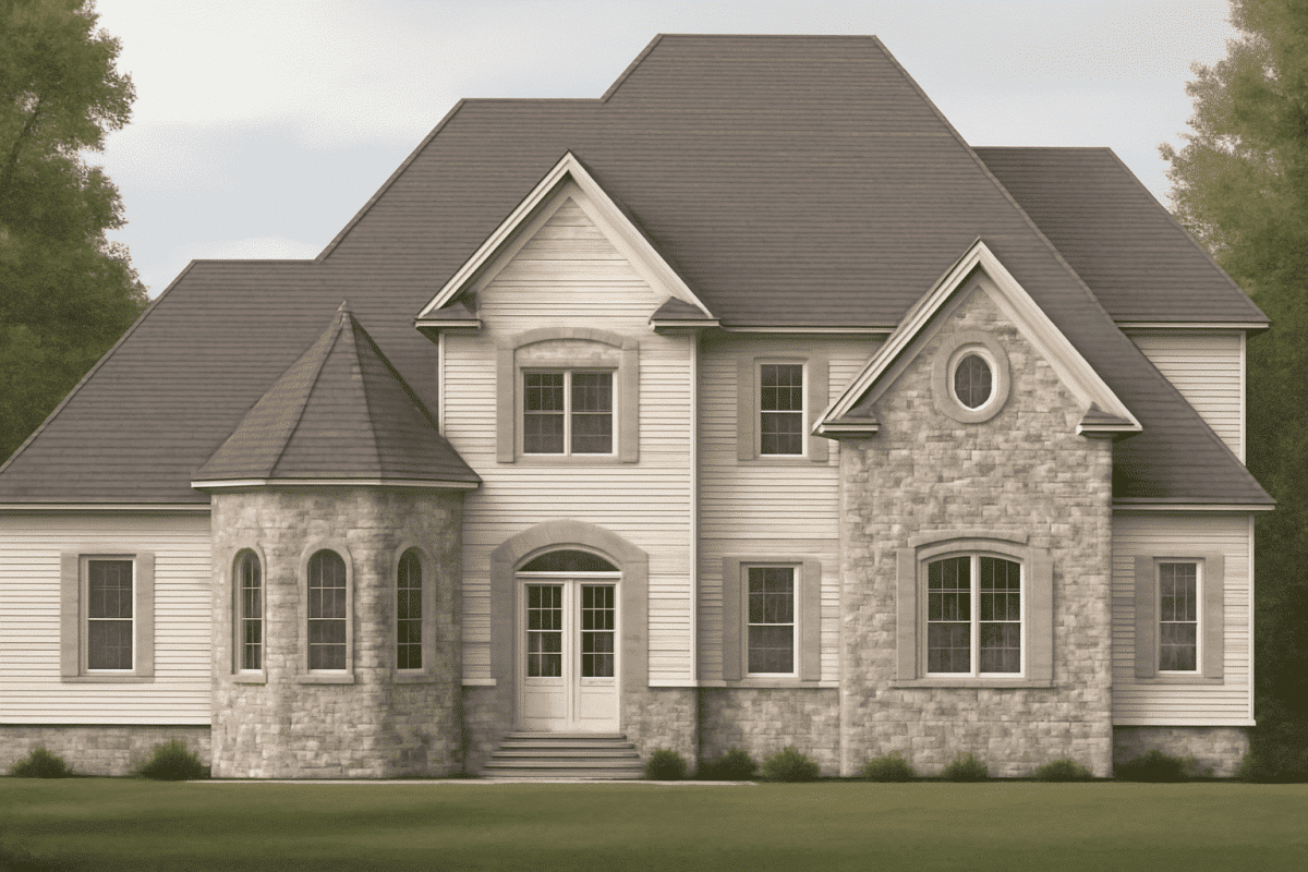 Elegant 2-Story Home Plan with 5 Bedrooms and CAD Designs